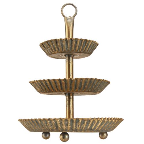 Floristik24 Metall etagere 3-lagers guld antik vintage Ø17cm H23cm