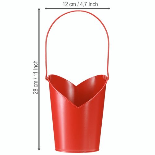 Artikel Hjärtat dekoration i metall med handtag röd Ø12cm H15/9cm