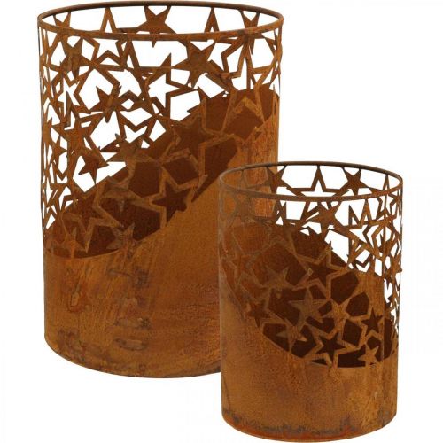 Floristik24 Metalllykta patina dekorationsstjärnor Ø15cm/20cm set om 2
