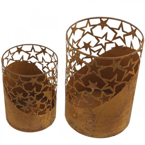 Floristik24 Metalllykta patina dekorationsstjärnor Ø15cm/20cm set om 2
