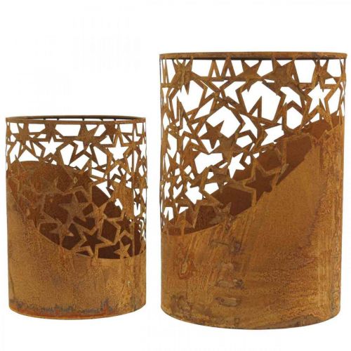 Floristik24 Metalllykta patina dekorationsstjärnor Ø15cm/20cm set om 2