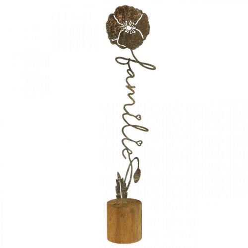Floristik24 Metalldeco blomma träställning bokstäver "Familj" H40cm