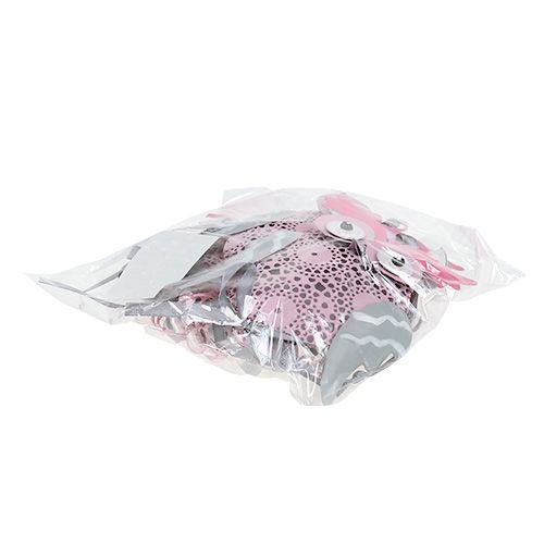 Floristik24 Metallhängare Uggla grå, vit, rosa 10 cm 3st