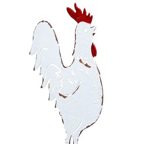 Artikel Metall kyckling på en pinne vit 16cm 6st
