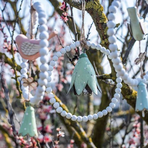 Floristik24 Metallblommor, blåklockor att hänga, vårdekoration, metallhänge H10,5 cm vit, rosa, grön set om 3