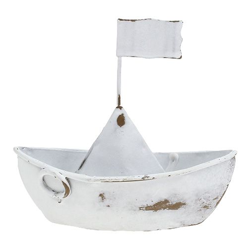 Floristik24 Metallbåt vit 11cm x 10cm 1st