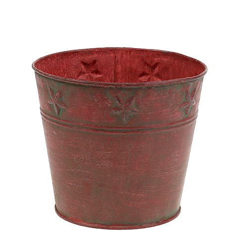 Metallhink röd med stjärnor Ø15cm H13cm | Floristik24.se
