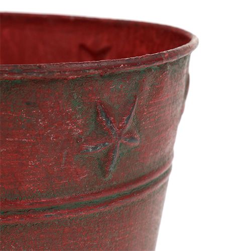 Metallhink röd med stjärnor Ø15cm H13cm | Floristik24.se