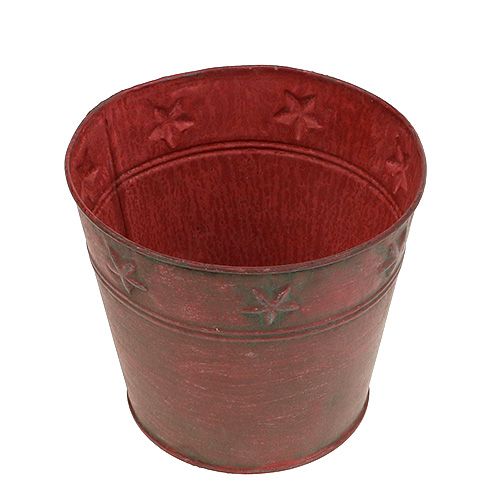 Metallhink röd med stjärnor Ø15cm H13cm | Floristik24.se