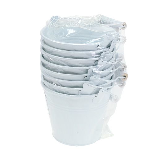 Floristik24 Metallhink vit Ø12cm H10cm 8 st