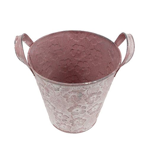 Floristik24 Metall hink med blommorosa Ø15,5cm H15cm