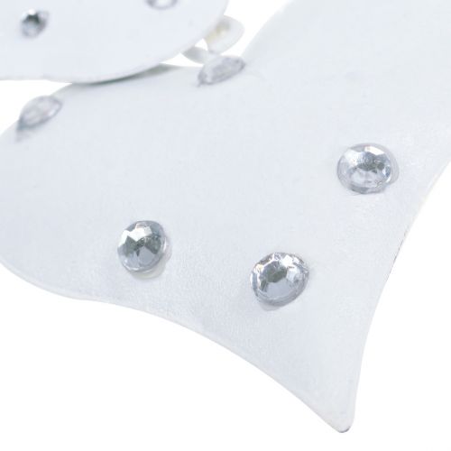 Floristik24 Fågelbo i metallhänge med hjärtan vit 18cm 3st