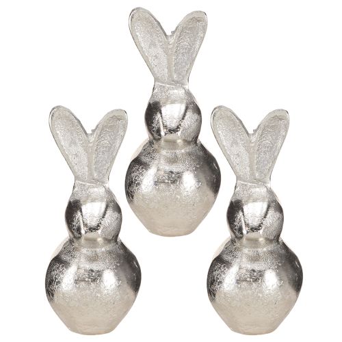 Artikel Dekorativ kaninsilver – Modern påskfigur av metall för snygg vårdekoration 11cm 3 st