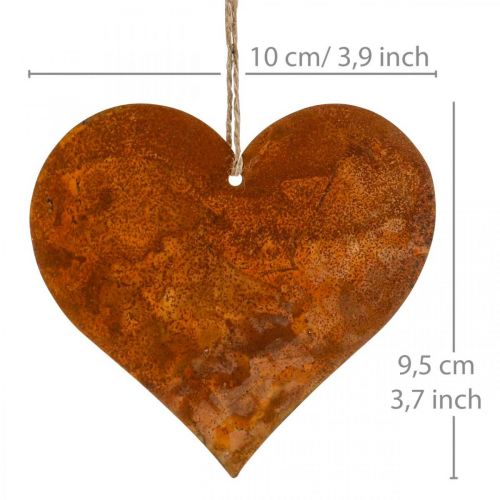 Floristik24 Hjärtan att hänga höst metalldekor patina 9,5×10cm 12st