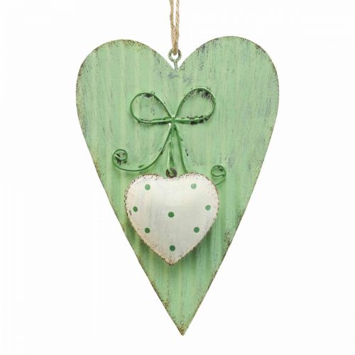 Artikel Metallhjärta, dekorativt hjärta för upphängning, hjärtdekoration H14,5cm 2st