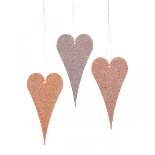 Artikel Hängande dekorationsfönster metallhjärtan, dekorativa hjärtan att hänga upp Orange/Lila H10cm 6st