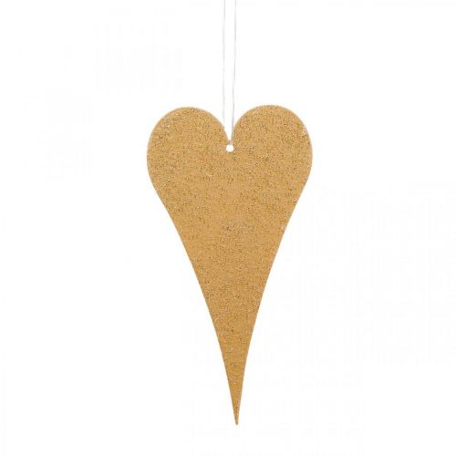 Artikel Hängande dekorationsfönster metallhjärtan, dekorativa hjärtan att hänga upp beige/gul/orange H15cm 6st