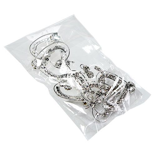 Floristik24 Metallhjärtan silver 3cm 6st