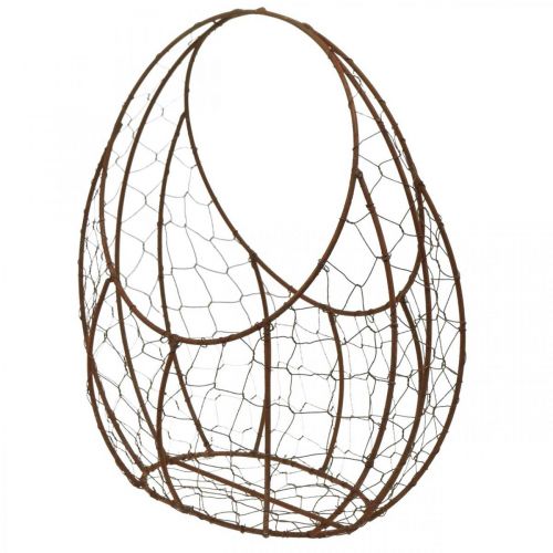 Trådkorg Metallplanterare Vårdekoration Påskkorg Brun Patina H34cm L30cm