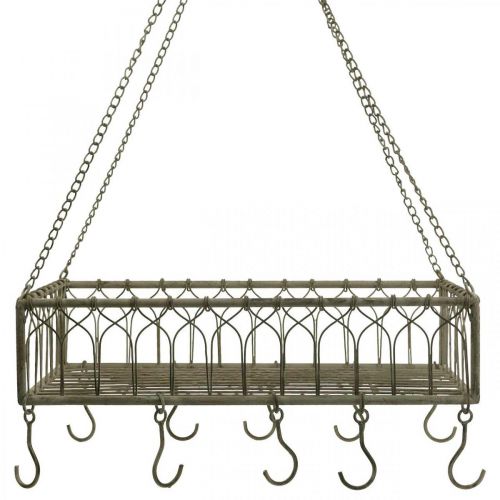 Artikel Fyrkantig metallkorg med krok hängande dekoration metall 50x30,5x12,5cm