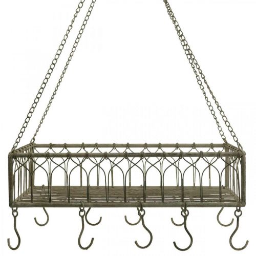 Floristik24 Fyrkantig metallkorg med krok hängande dekoration metall 50x30,5x12,5cm