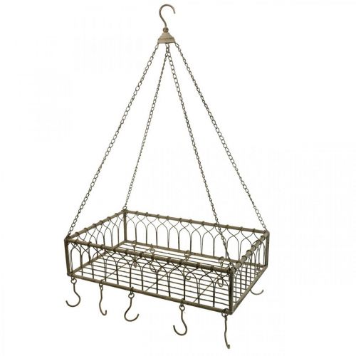 Floristik24 Fyrkantig metallkorg med krok hängande dekoration metall 50x30,5x12,5cm