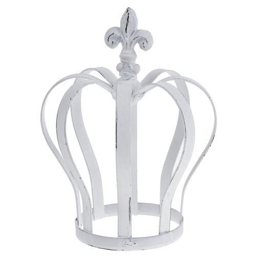 Floristik24 Metall krona vit Ø13cm H17,5cm
