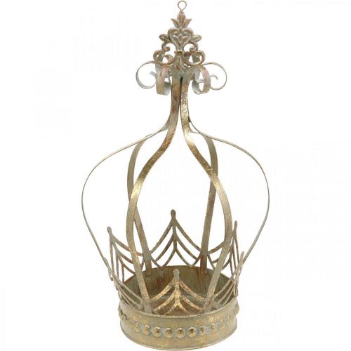 Floristik24 Dekorativ krona för upphängning, plantering, metalldekoration, Advent Golden, antik look Ø19,5cm H35cm