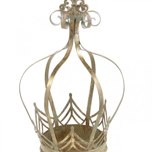 Artikel Dekorativ krona för upphängning, plantering, metalldekoration, Advent Golden, antik look Ø19,5cm H35cm