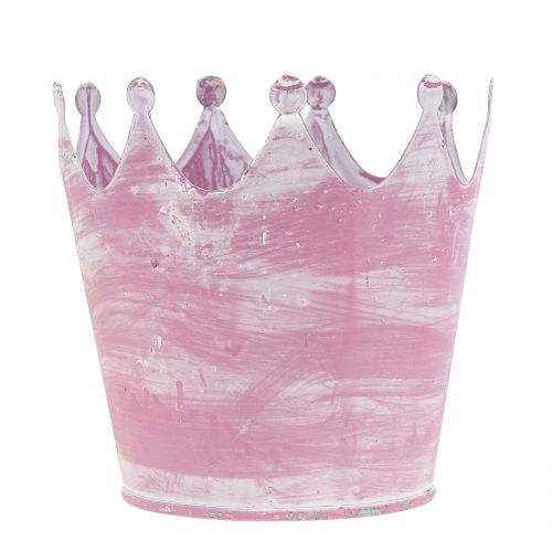 Floristik24 Metallkrona rosa tvättad vit Ø10cm H9cm 6st