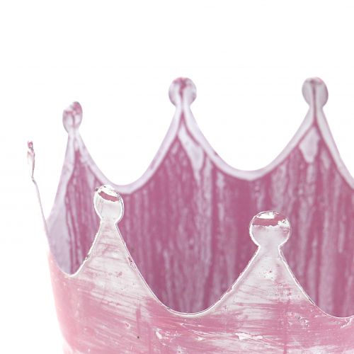Floristik24 Metallkrona rosa tvättad vit Ø10cm H9cm 6st