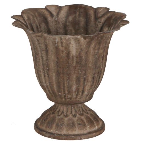 Artikel Metallkopp Antik Look Planteringskruka Grå Brun Ø10cm H9,5cm