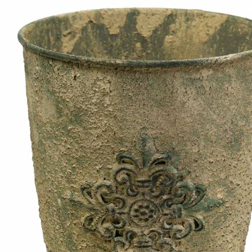 Floristik24 Dekorativ metallbägare med prydnadsmossgrön, beige Ø16cm H31cm