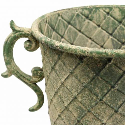 Floristik24 Metallkopp antik mossgrön Ø19,5cm H37cm