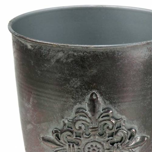 Dekorativ metallbägare med ornament silvergrå Ø16,5cm H31cm