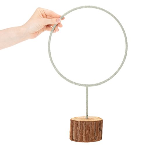 Dekorativ metallring på träställ för bordsdekoration, 43 cm | Floristik24.se