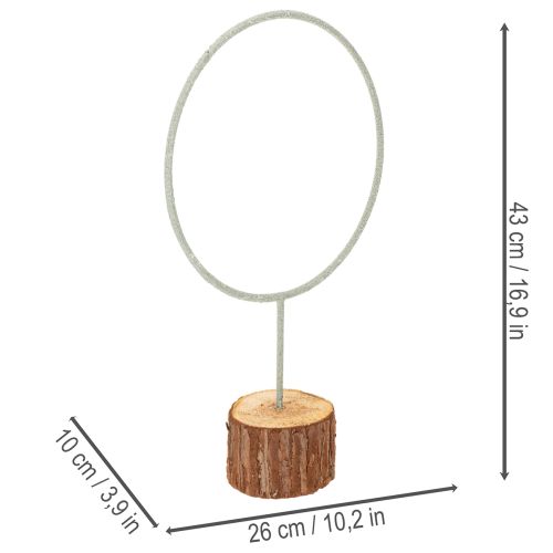 Dekorativ metallring på träställ för bordsdekoration, 43 cm | Floristik24.se