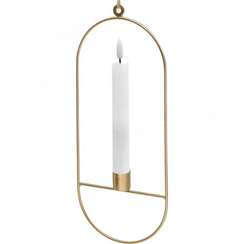 Floristik24 Ljusstake för upphängning av gyllene oval metall 13 × 30,5 cm 3st