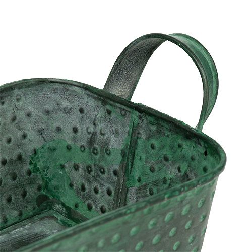 Floristik24 Metallskål fyrkantig grön 30 cm x 11 cm H6cm