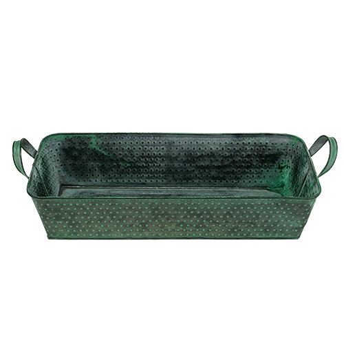 Floristik24 Metallskål fyrkantig 36 cm x 15 cm H8cm grön