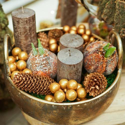 Floristik24 Metallskål med handtag, antikt utseende, gyllene Ø47 / 38 / 31cm, set om 3