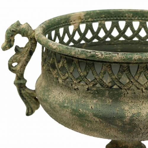 Floristik24 Dekorativ kopp antik look metallmossgrön Ø19cm H35,5cm
