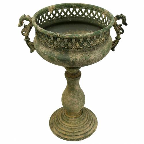 Floristik24 Dekorativ kopp antik look metallmossgrön Ø19cm H35,5cm