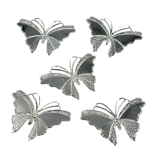 Floristik24 Metallfjärilar silver 6,5 cm 25st
