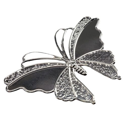 Floristik24 Metallfjärilar silver 6,5 cm 25st
