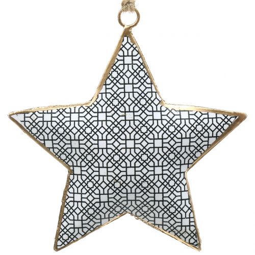 Floristik24 Metallstjärna svart och vitt 10cm 3st