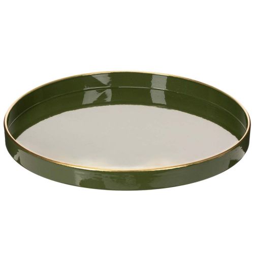 Dekorativ bricka i grönt med guldkant, modern, 30 cm köpa | Floristik24.se