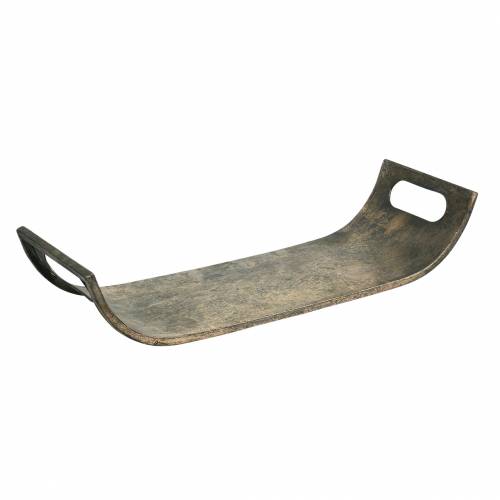 Böjd metallbricka 59cm antik look gyllene, svart