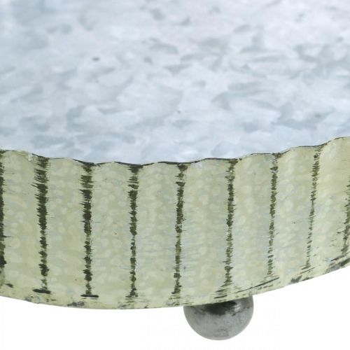 Artikel Bricka för dekoration, ljusbricka oval, metalldekoration silver, grön shabby chic L25/22/18cm H6cm set om 3