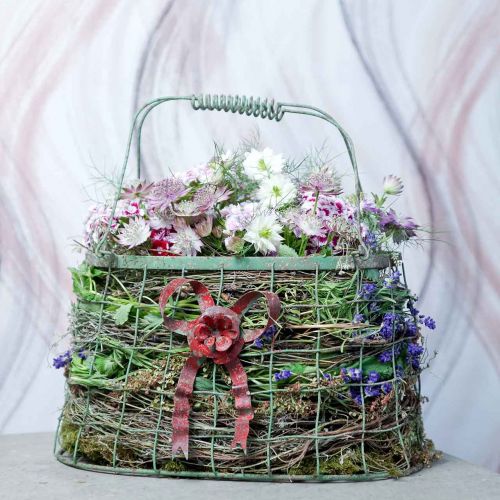 Floristik24 Metallpåse, trådkorg, planter, handtagskorg L34cm H33cm